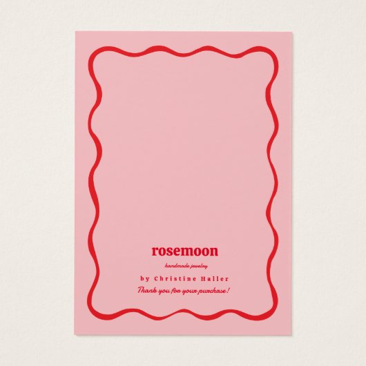 Roze Rood Squiggle Modern Oorbel Display Kaart (Achterkant)