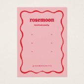 Roze Rood Squiggle Modern Oorbel Display Kaart (Voorkant)