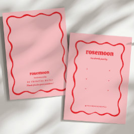Roze Rood Squiggle Modern Oorbel Display Kaart