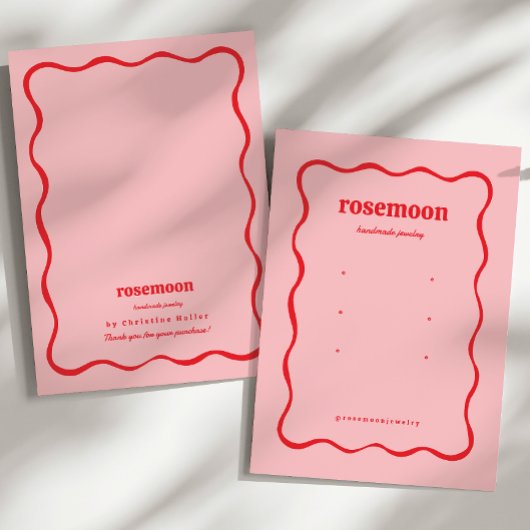 Roze Rood Squiggle Modern Oorbel Display Kaart