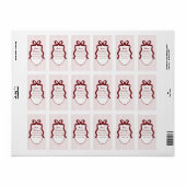 Roze Rood Strepen & Strik Frame Kerstmis Etiket (Full Sheet)