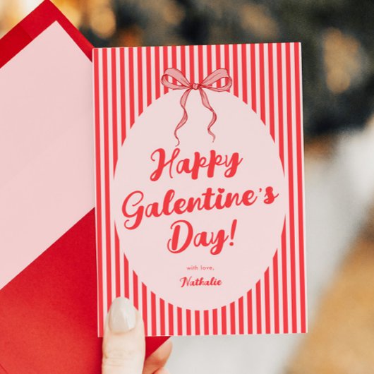 Roze Rood Strik Galentine's Valentijnsdag Kaart