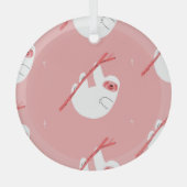 Roze Rood Tropische luiaard  Glas Ornament (Voorkant)