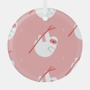 Roze Rood Tropische luiaard  Glas Ornament