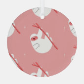 Roze Rood Tropische luiaard  Glas Ornament (Achterkant)