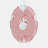 Roze Rood Tropische luiaard  Glas Ornament (Voorkant links)