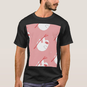Roze Rood Tropische luiaard T-shirt