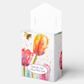 Roze Rood Tulp en Bij Aquarel Schildering Bruiloft Bedankdoosjes (Geopend)