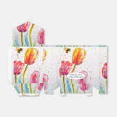 Roze Rood Tulp en Bij Aquarel Schildering Bruiloft Bedankdoosjes (Uitgevouwen)