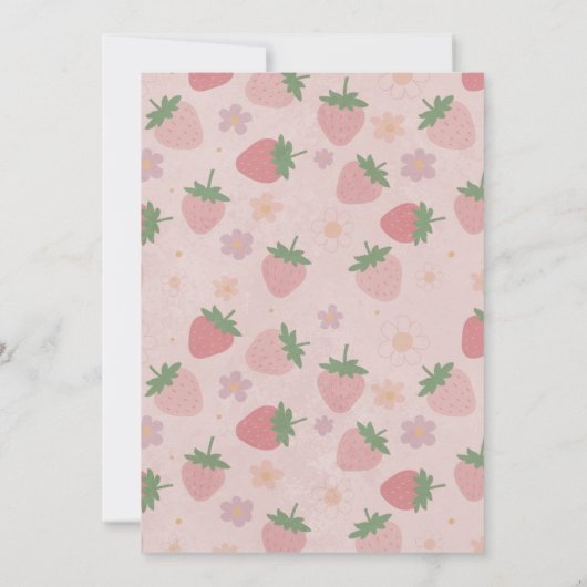 Roze Rood Twee Zoete Aardbei 2e Verjaardagsfeest Kaart (Achterkant)