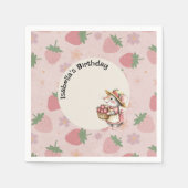 Roze Rood Twee Zoete Aardbei 2e Verjaardagsfeest Servet (Voorkant)