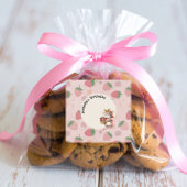 Roze Rood Twee Zoete Aardbei 2e Verjaardagsfeest Vierkante Sticker