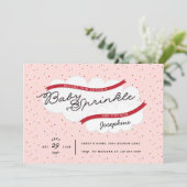 Roze Rood Tweede Baby Borrel Kaart (Staand voorkant)