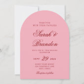 Roze Rood Valentijns Minimaal Script Huwelijk Kaart (Voorkant)