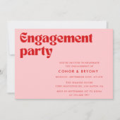 Roze Rood Verlovingsfeest Uitnodiging (Voorkant)
