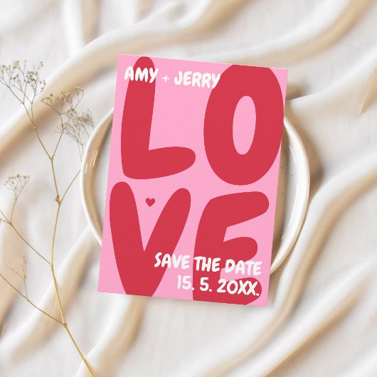 Roze Rood Vet Kleurrijke Unieke Liefde Valentijnsd Save The Date