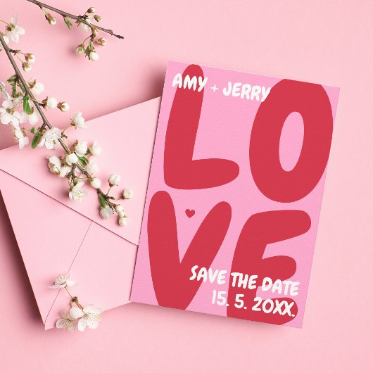 Roze Rood Vet Kleurrijke Unieke Liefde Valentijnsd Save The Date