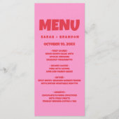 Roze Rood Vet Retro Bruiloft Menu (Voorkant)