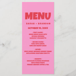 Roze Rood Vet Retro Bruiloft Menu