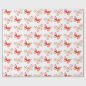 Roze Rood Vlinders Verjaardag Cadeaupapier (Vlak)