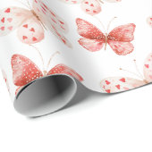 Roze Rood Vlinders Verjaardag Cadeaupapier (Rol Hoek)