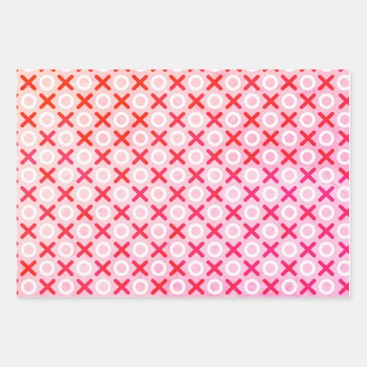 Roze rood voeg naammonogram toe Mijn Valentijn XO  Inpakpapier Vel (Voorkant 3)