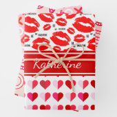 Roze rood voeg naammonogram toe Mijn Valentijn XO  Inpakpapier Vel (In situ)