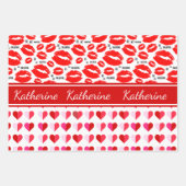 Roze rood voeg naammonogram toe Mijn Valentijn XO  Inpakpapier Vel (Voorkant)