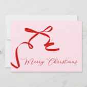 Roze Rood Vrolijk Kerstfeest Feestdagenkaart (Voorkant)
