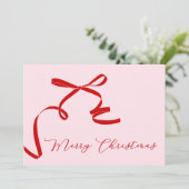 Roze Rood Vrolijk Kerstfeest Feestdagenkaart (Staand voorkant)