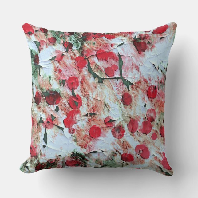 Roze Rood Vuil polka Stip Grunge Verval Kussen (Voorkant)