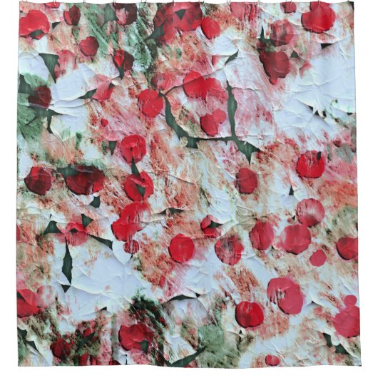 Roze Rood Vuil Stippen Grunge Verval Douchegordijn (Voorkant)