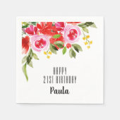 Roze Rood Waterverf Bloemenfeest Servet (Voorkant)