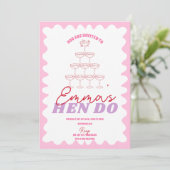 Roze Rood Wavy Bachelorette Party Hen Routebeschri Kaart (Staand voorkant)