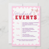 Roze Rood Wavy Bachelorette Party Hen Routebeschri Kaart (Achterkant)