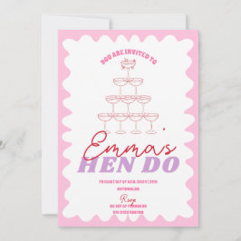 Roze Rood Wavy Bachelorette Party Hen Routebeschri Kaart