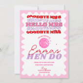 Roze Rood Wavy Bachelorette Party Hen Routebeschri Kaart (Voorkant)