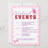 Roze Rood Wavy Bachelorette Party Hen Routebeschri Kaart (Achterkant)