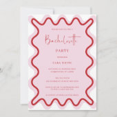 Roze Rood Wavy Border Bachelorette Party Kaart (Voorkant)