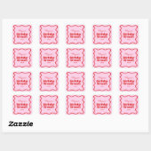 Roze Rood Wavy Border Verjaardag Brunch Party Vierkante Sticker (Vel)
