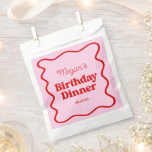 Roze Rood Wavy Border Verjaardag Dinner Party