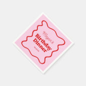 Roze Rood Wavy Border Verjaardag Dinner Party Servet (Hoek)