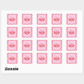 Roze Rood Wavy Border Verjaardag Dinner Party Vierkante Sticker (Vel)