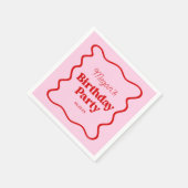 Roze Rood Wavy Border Verjaardagsfeest Servet (Hoek)