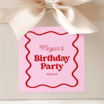Roze Rood Wavy Border Verjaardagsfeest