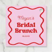 Roze Rood Wavy Border Vrijgezellenfeest Brunch Bedankjes Labels (Achterkant)