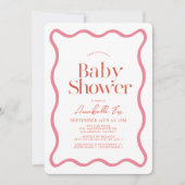 Roze & Rood Wavy Lijst Trendy Baby shower Kaart (Voorkant)