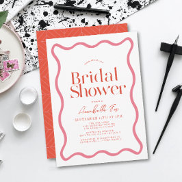 Roze & Rood Wavy Lijst Trendy Vrijgezellenfeest Kaart