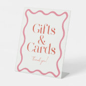 Roze & Rood Wavy Lijst Vrijgezellenfeest Cadeaus & Reclamebord Met Voetstuk (Voorkant)