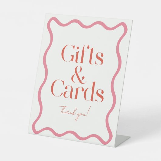 Roze & Rood Wavy Lijst Vrijgezellenfeest Cadeaus & Reclamebord Met Voetstuk (Voorkant)